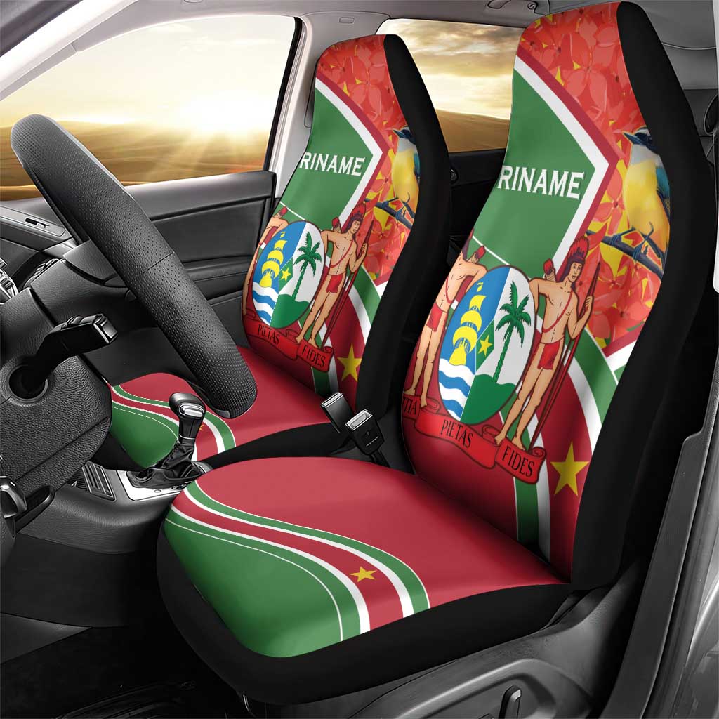 Suriname Independence Day Car Seat Cover Coat Of Arms With Lesser Kiskadee - Wonder Print Shop