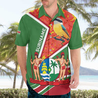 Suriname Independence Day Hawaiian Shirt Coat Of Arms With Lesser Kiskadee - Wonder Print Shop