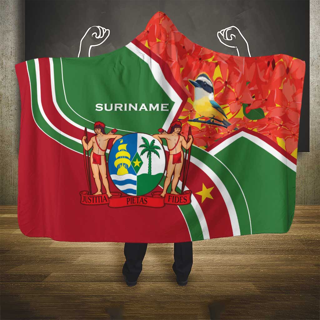 Suriname Independence Day Hooded Blanket Coat Of Arms With Lesser Kiskadee