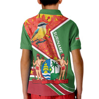 Suriname Independence Day Kid Polo Shirt Coat Of Arms With Lesser Kiskadee - Wonder Print Shop