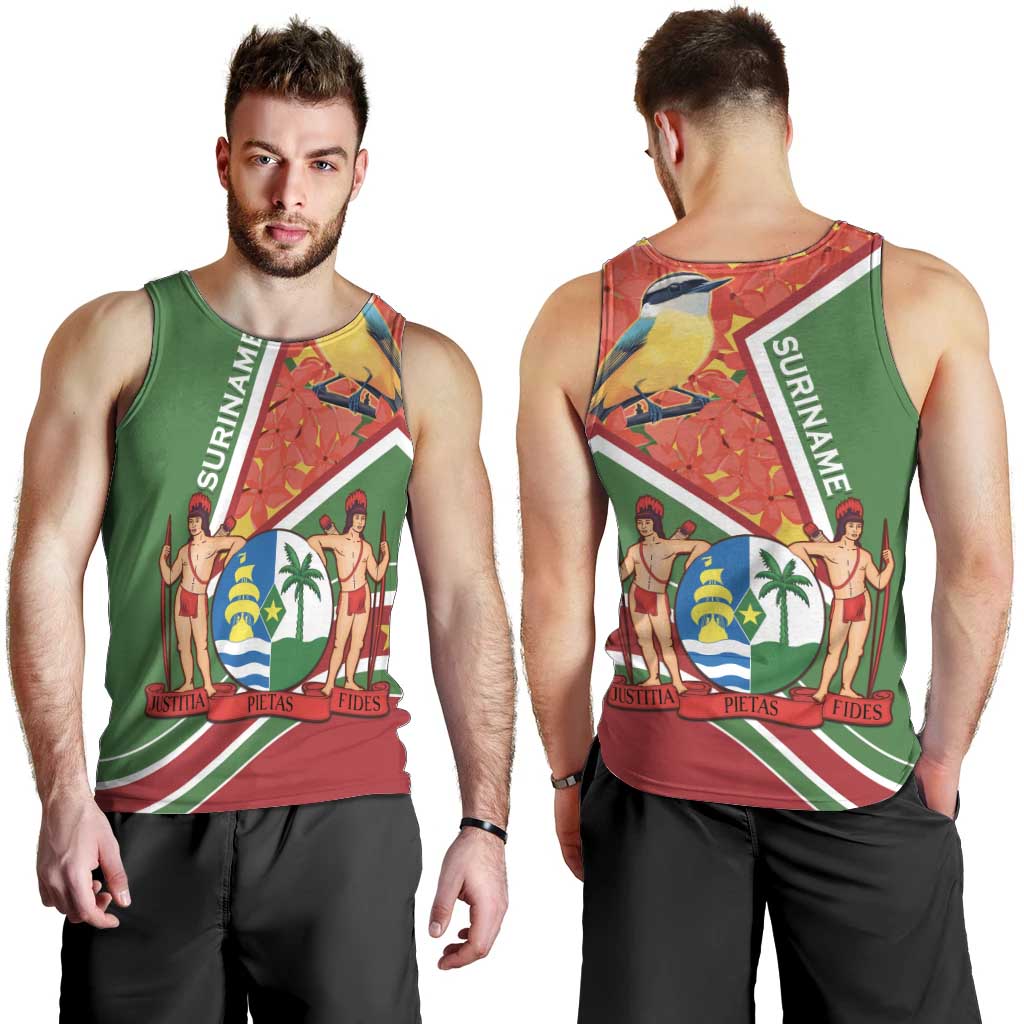 Suriname Independence Day Men Tank Top Coat Of Arms With Lesser Kiskadee - Wonder Print Shop