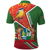 Suriname Independence Day Polo Shirt Coat Of Arms With Lesser Kiskadee - Wonder Print Shop