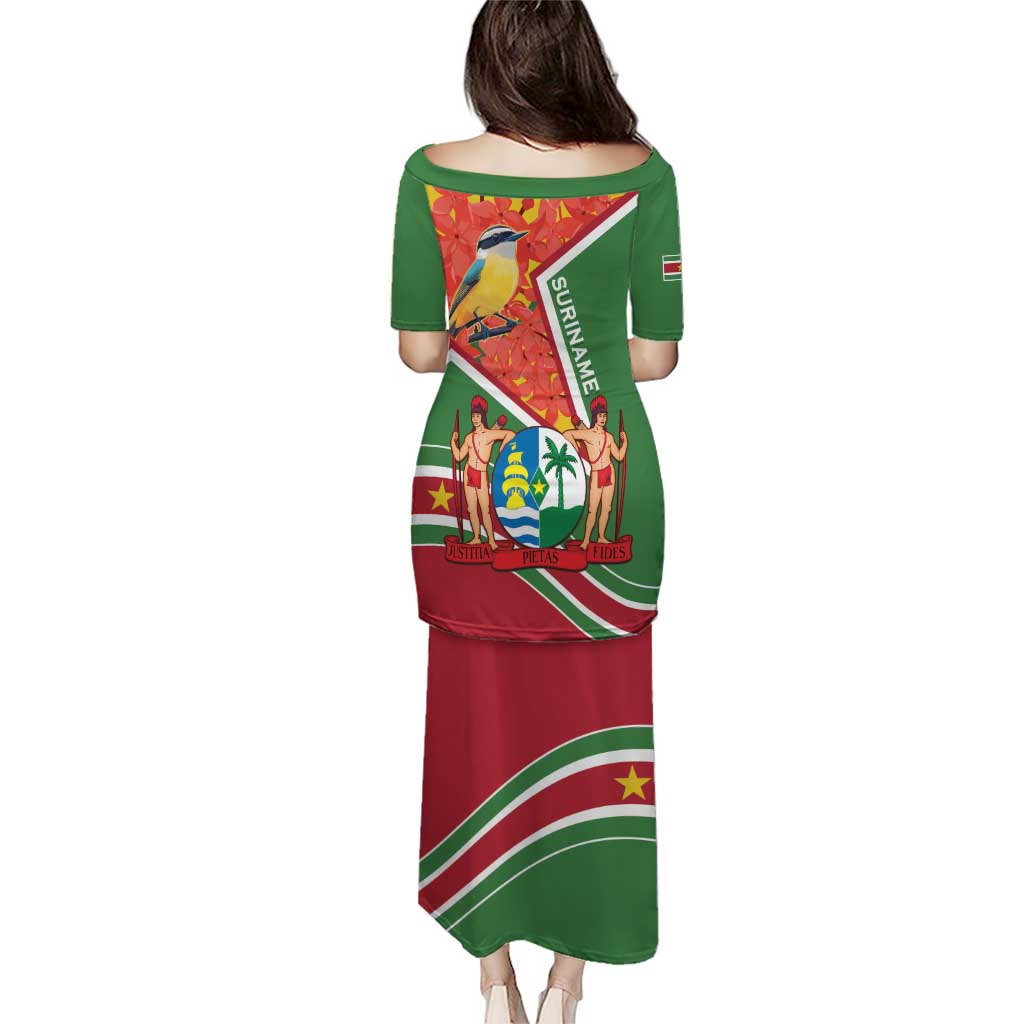 Suriname Independence Day Puletasi Coat Of Arms With Lesser Kiskadee - Wonder Print Shop