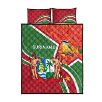 Suriname Independence Day Quilt Bed Set Coat Of Arms With Lesser Kiskadee - Wonder Print Shop