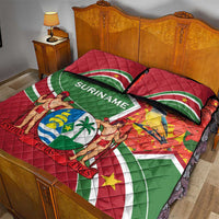 Suriname Independence Day Quilt Bed Set Coat Of Arms With Lesser Kiskadee - Wonder Print Shop