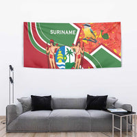 Suriname Independence Day Tapestry Coat Of Arms With Lesser Kiskadee - Wonder Print Shop