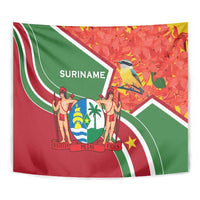 Suriname Independence Day Tapestry Coat Of Arms With Lesser Kiskadee - Wonder Print Shop