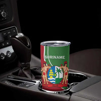 Suriname Independence Day Tumbler Cup Coat Of Arms With Lesser Kiskadee - Wonder Print Shop