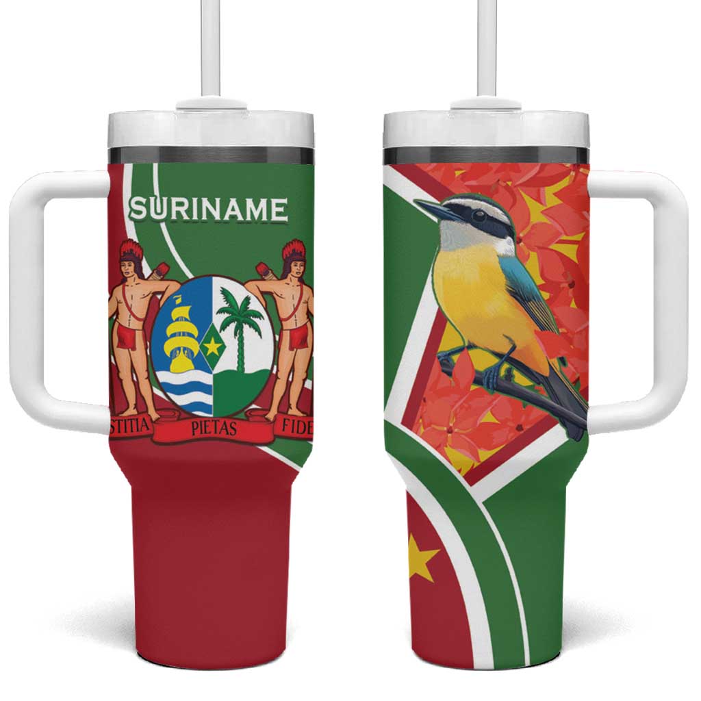 Suriname Independence Day Tumbler With Handle Coat Of Arms With Lesser Kiskadee - Wonder Print Shop