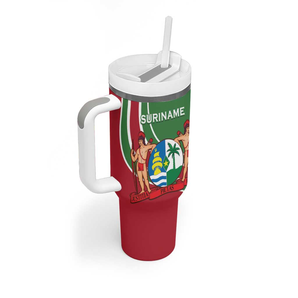 Suriname Independence Day Tumbler With Handle Coat Of Arms With Lesser Kiskadee - Wonder Print Shop