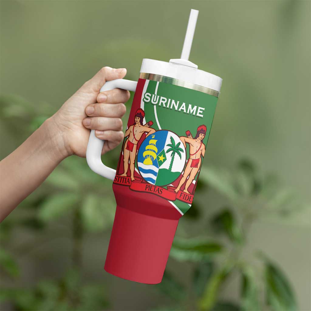 Suriname Independence Day Tumbler With Handle Coat Of Arms With Lesser Kiskadee - Wonder Print Shop