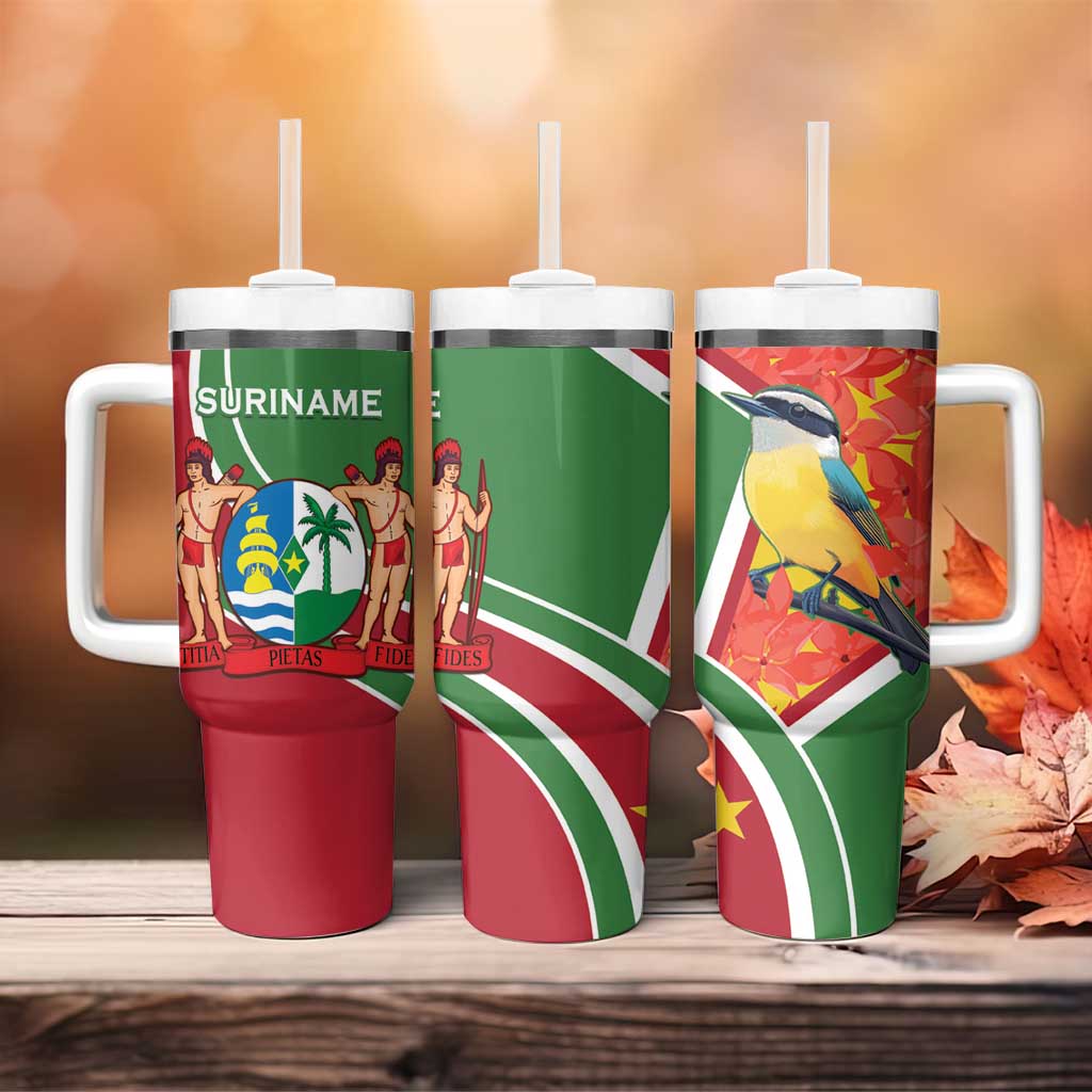 Suriname Independence Day Tumbler With Handle Coat Of Arms With Lesser Kiskadee - Wonder Print Shop