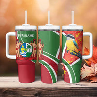 Suriname Independence Day Tumbler With Handle Coat Of Arms With Lesser Kiskadee - Wonder Print Shop