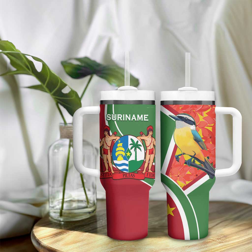 Suriname Independence Day Tumbler With Handle Coat Of Arms With Lesser Kiskadee - Wonder Print Shop