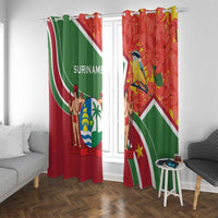 Suriname Independence Day Window Curtain Coat Of Arms With Lesser Kiskadee - Wonder Print Shop