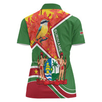 Suriname Independence Day Women Polo Shirt Coat Of Arms With Lesser Kiskadee - Wonder Print Shop