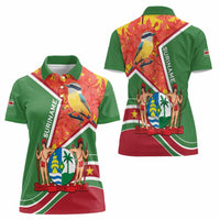 Suriname Independence Day Women Polo Shirt Coat Of Arms With Lesser Kiskadee - Wonder Print Shop