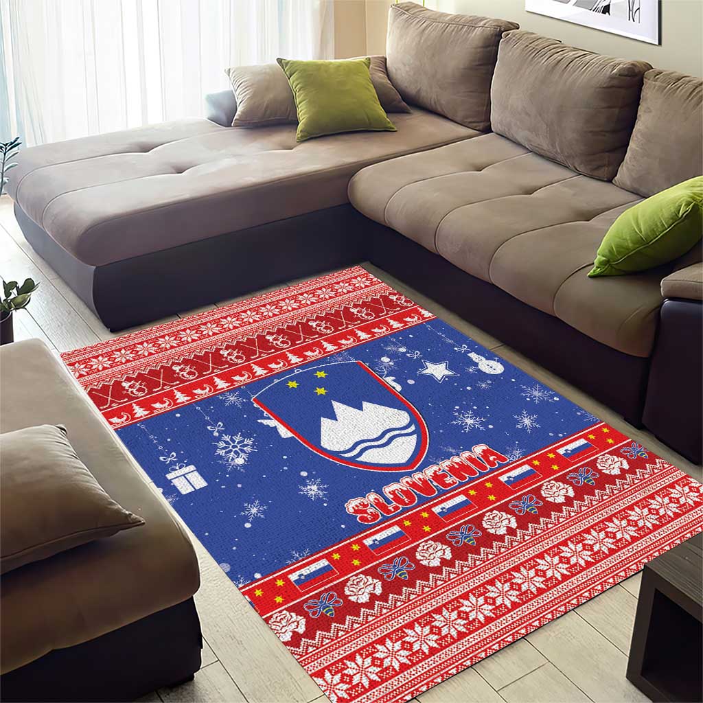 Slovenia Christmas Area Rug Coat Of Arms Vesel Bozic - Wonder Print Shop
