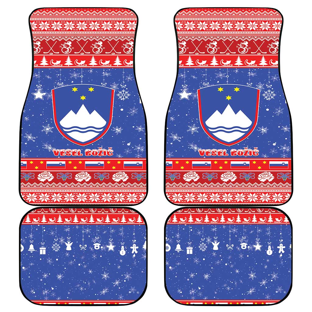 Slovenia Christmas Car Mats Coat Of Arms Vesel Bozic - Wonder Print Shop