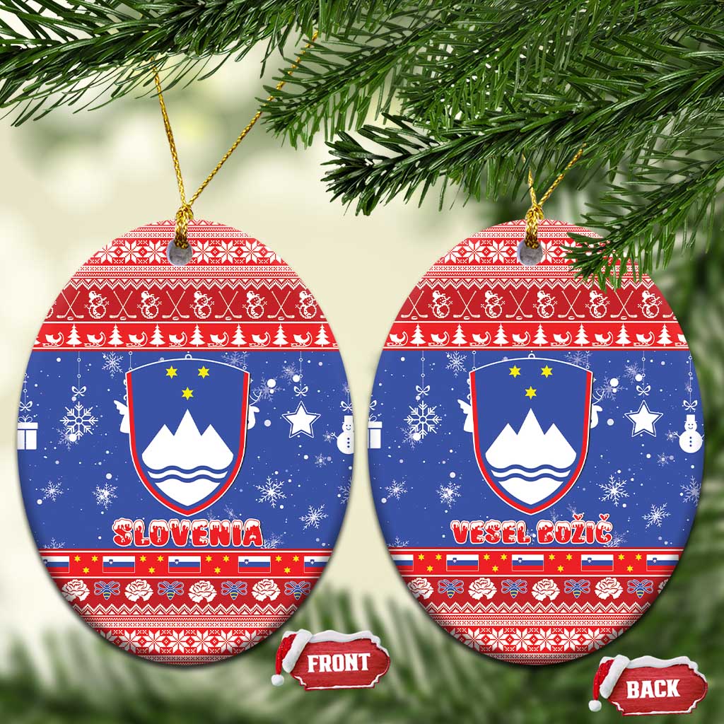 Slovenia Christmas Ceramic Ornament Coat Of Arms Vesel Bozic - Wonder Print Shop