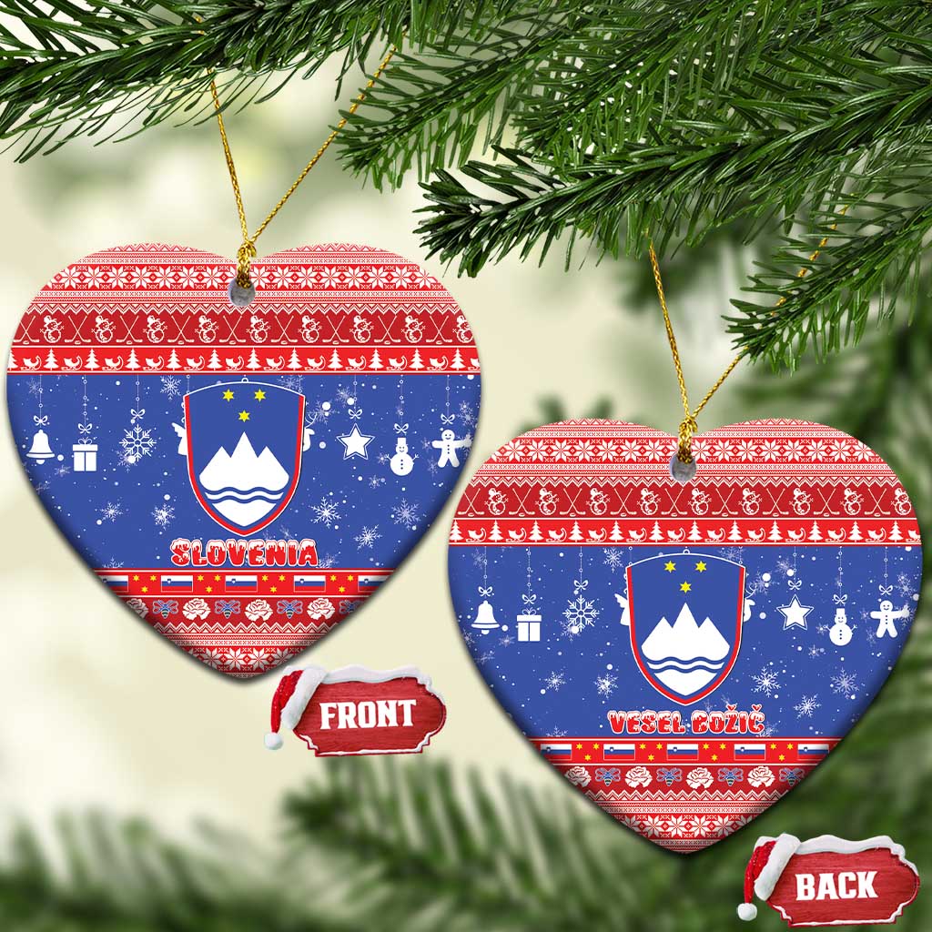 Slovenia Christmas Ceramic Ornament Coat Of Arms Vesel Bozic - Wonder Print Shop