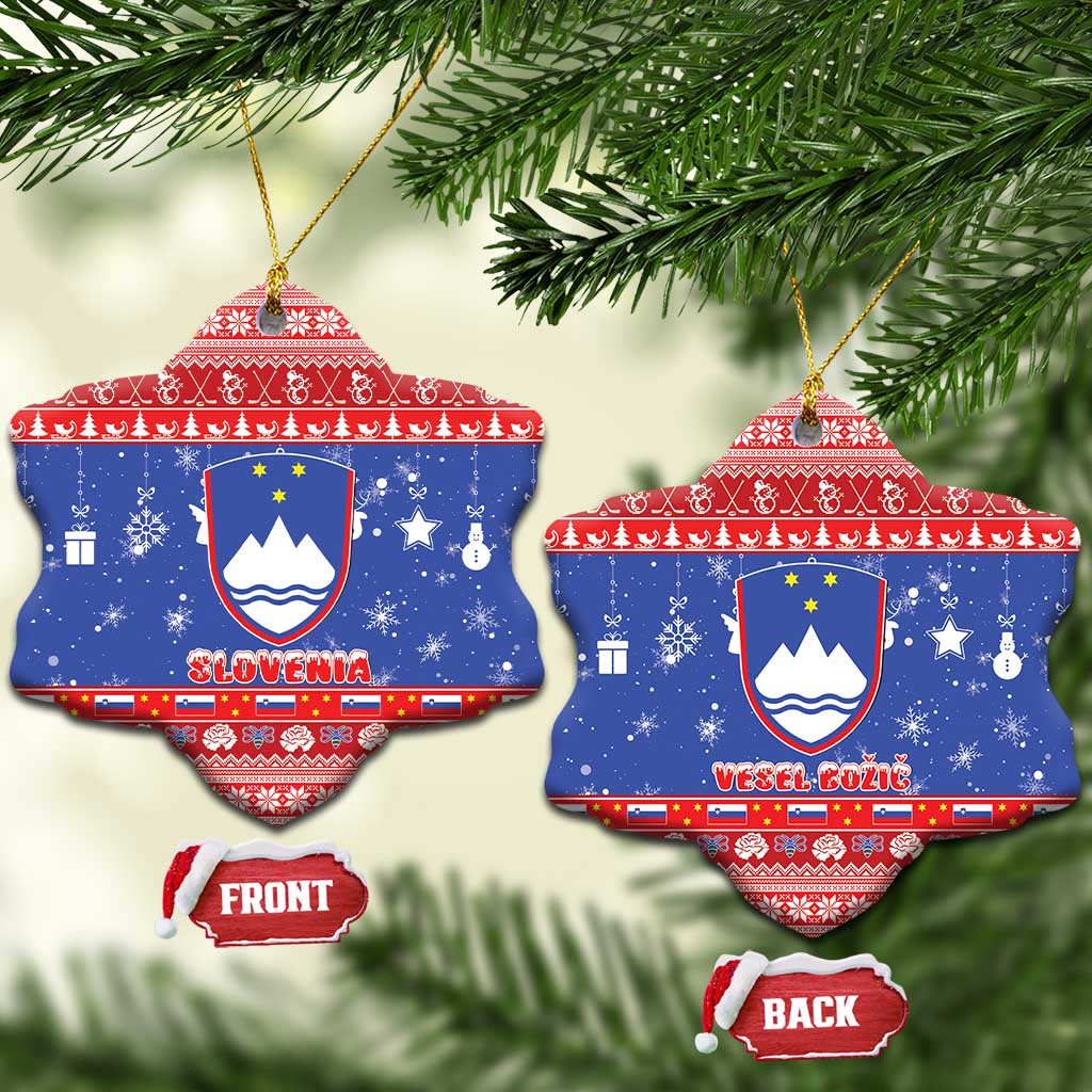 Slovenia Christmas Ceramic Ornament Coat Of Arms Vesel Bozic - Wonder Print Shop