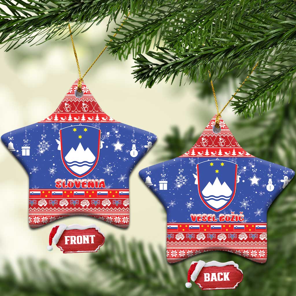 Slovenia Christmas Ceramic Ornament Coat Of Arms Vesel Bozic - Wonder Print Shop