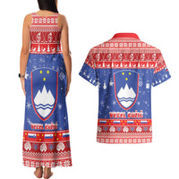 Slovenia Christmas Couples Matching Tank Maxi Dress and Hawaiian Shirt Coat Of Arms Vesel Bozic - Wonder Print Shop