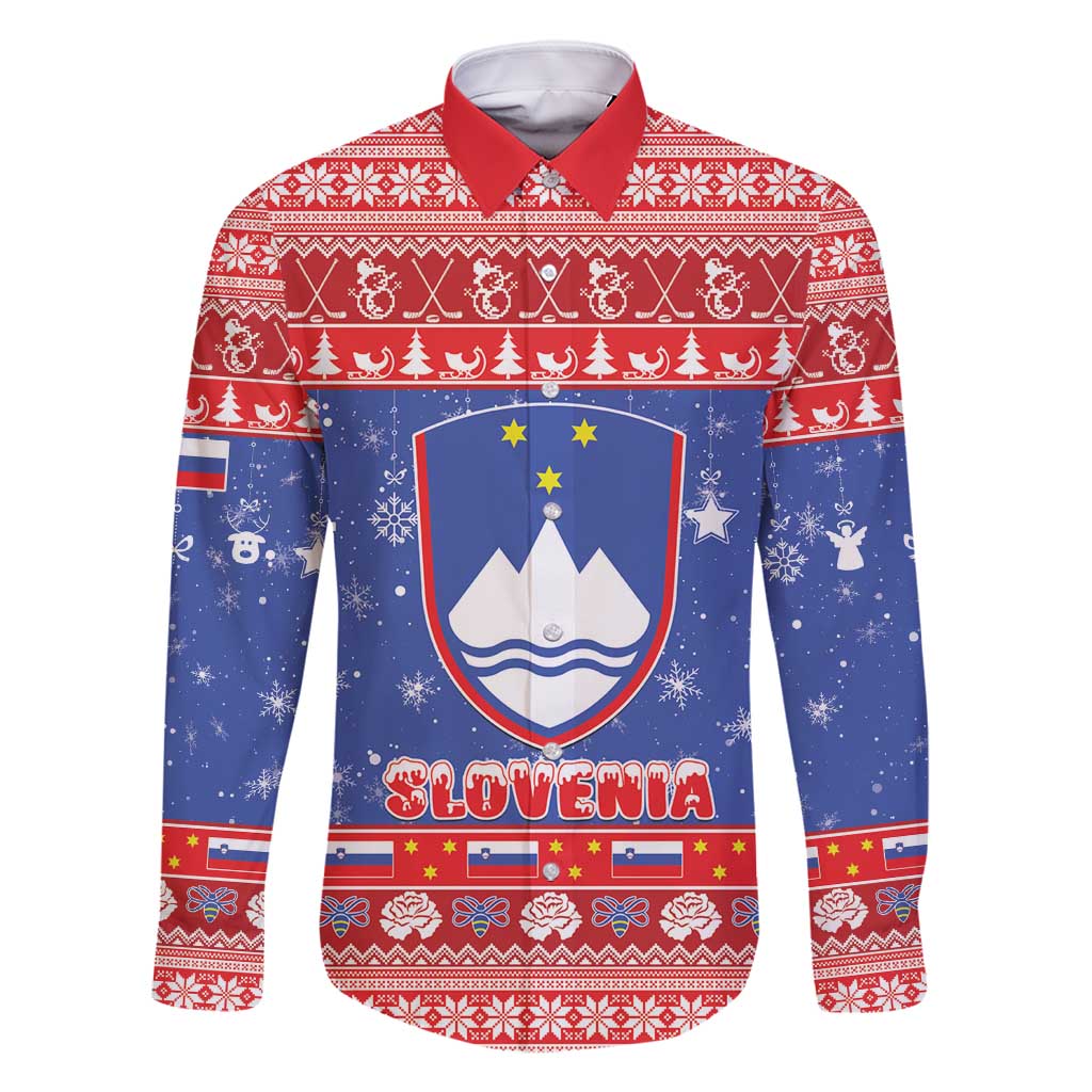 Slovenia Christmas Family Matching Long Sleeve Bodycon Dress and Hawaiian Shirt Coat Of Arms Vesel Bozic - Wonder Print Shop