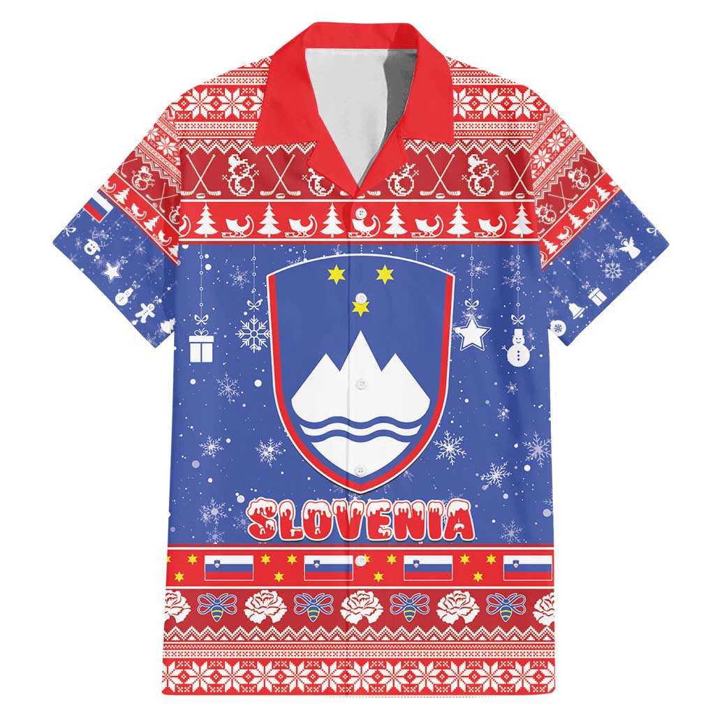 Slovenia Christmas Family Matching Mermaid Dress and Hawaiian Shirt Coat Of Arms Vesel Bozic - Wonder Print Shop