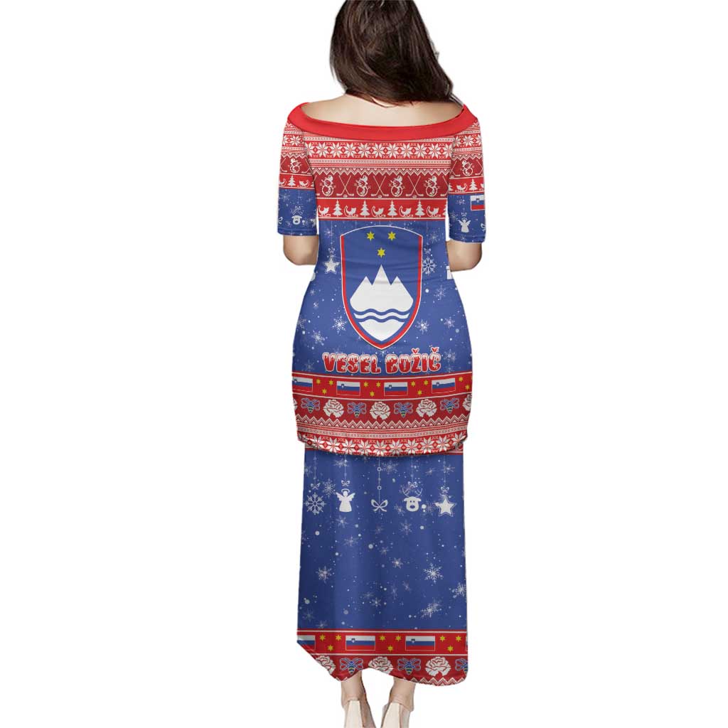 Slovenia Christmas Family Matching Puletasi and Hawaiian Shirt Coat Of Arms Vesel Bozic - Wonder Print Shop