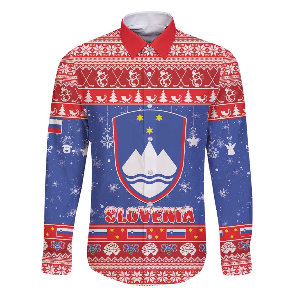 Slovenia Christmas Family Matching Short Sleeve Bodycon Dress and Hawaiian Shirt Coat Of Arms Vesel Bozic - Wonder Print Shop