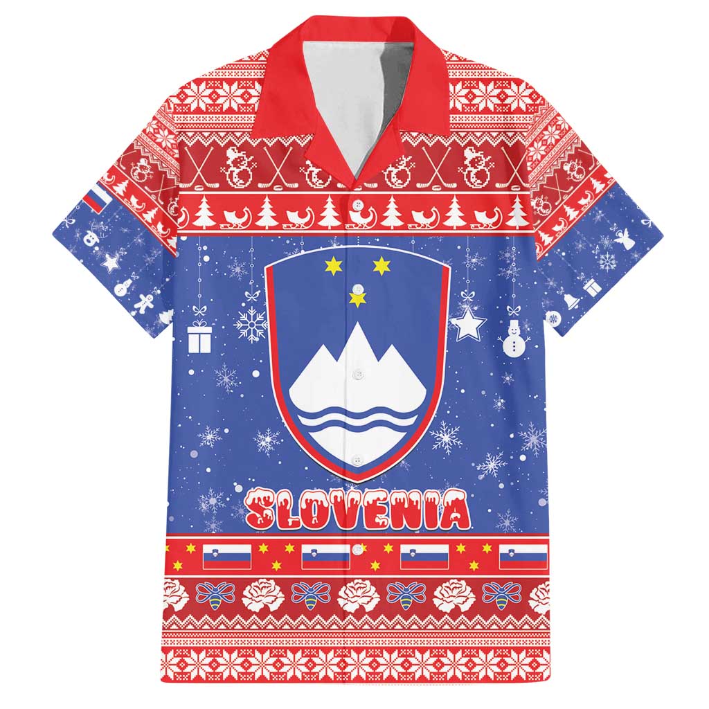 Slovenia Christmas Family Matching Tank Maxi Dress and Hawaiian Shirt Coat Of Arms Vesel Bozic - Wonder Print Shop