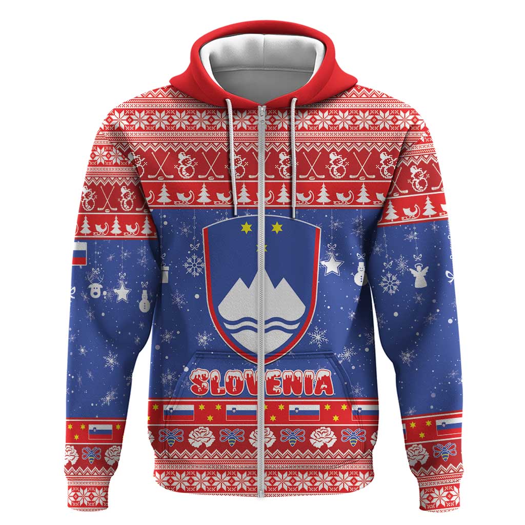 Slovenia Christmas Hoodie Coat Of Arms Vesel Bozic - Wonder Print Shop