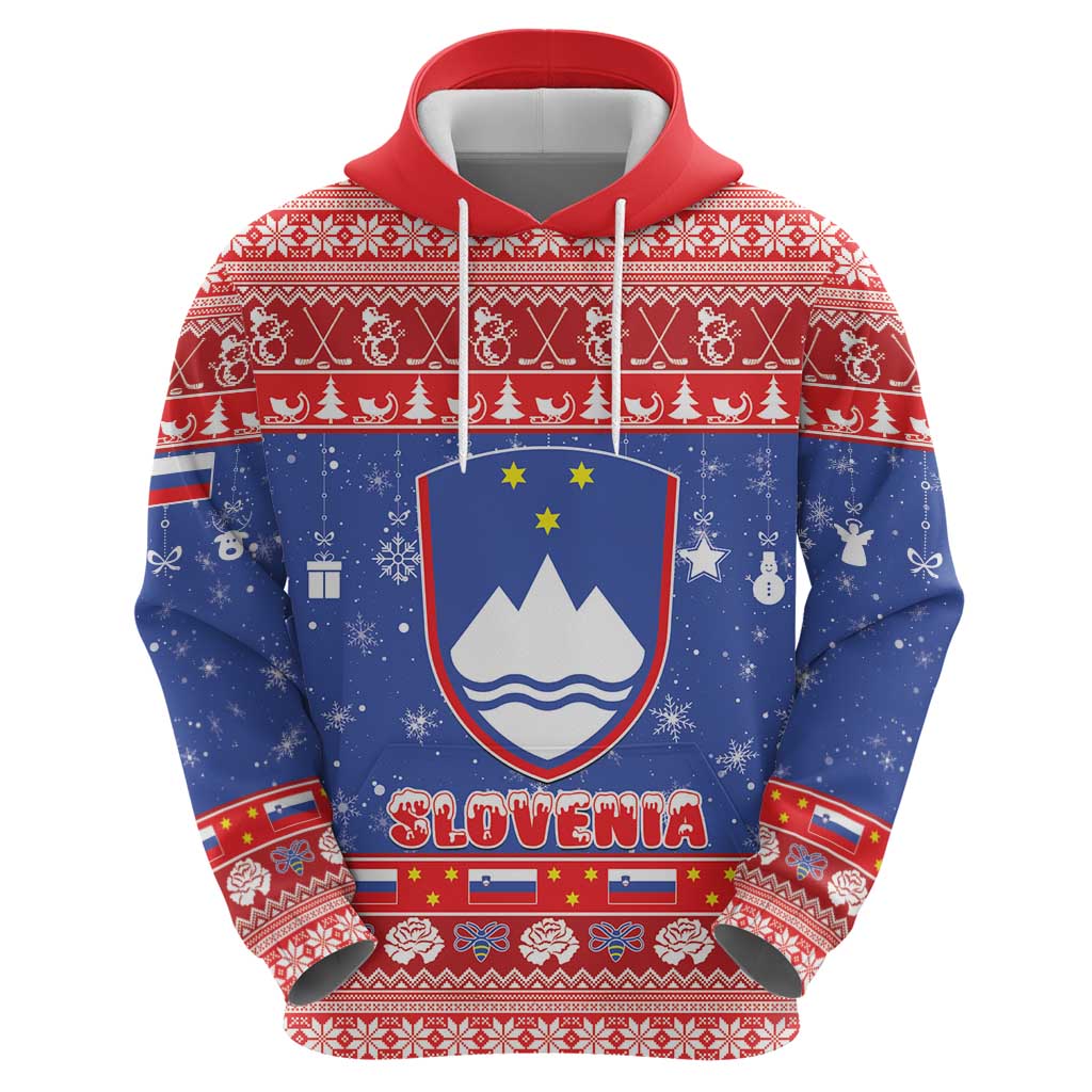 Slovenia Christmas Hoodie Coat Of Arms Vesel Bozic - Wonder Print Shop