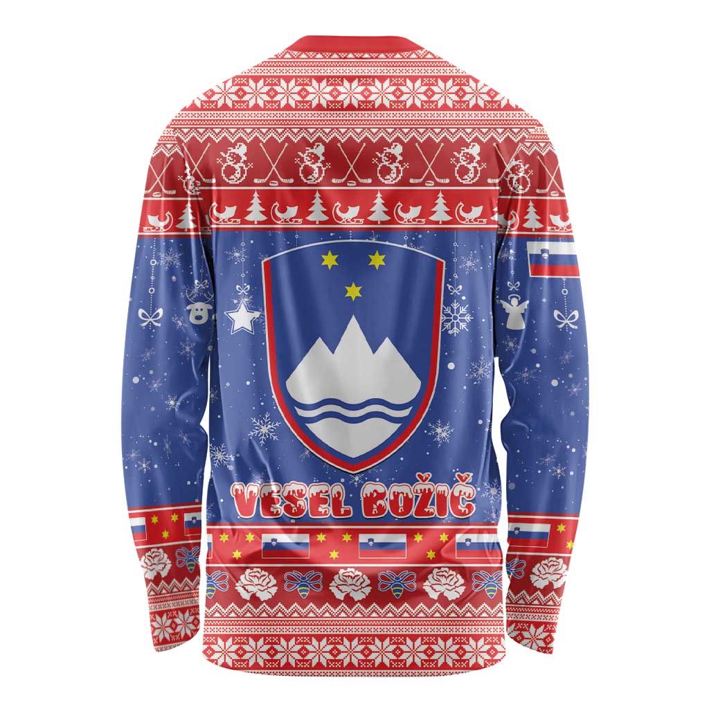 Slovenia Christmas Long Sleeve Shirt Coat Of Arms Vesel Bozic - Wonder Print Shop