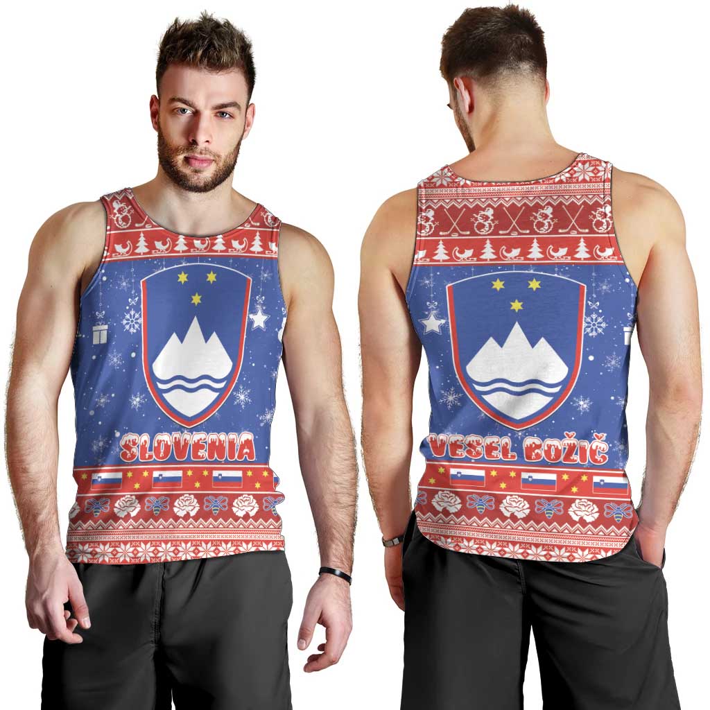 Slovenia Christmas Men Tank Top Coat Of Arms Vesel Bozic - Wonder Print Shop
