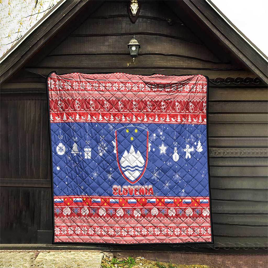 Slovenia Christmas Quilt Coat Of Arms Vesel Bozic - Wonder Print Shop