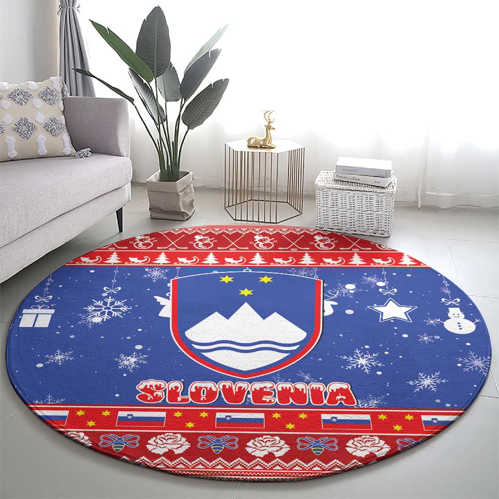Slovenia Christmas Round Carpet Coat Of Arms Vesel Bozic