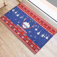 Slovenia Christmas Rubber Doormat Coat Of Arms Vesel Bozic - Wonder Print Shop