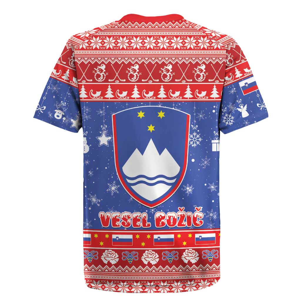 Slovenia Christmas Rugby Jersey Coat Of Arms Vesel Bozic - Wonder Print Shop
