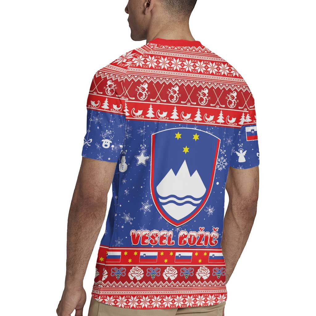 Slovenia Christmas Rugby Jersey Coat Of Arms Vesel Bozic - Wonder Print Shop