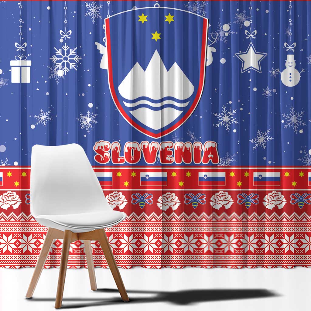 Slovenia Christmas Window Curtain Coat Of Arms Vesel Bozic - Wonder Print Shop