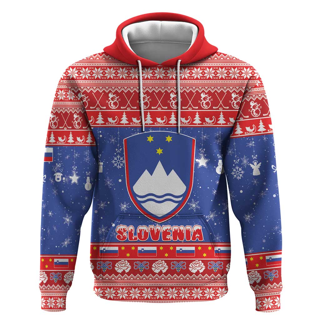 Slovenia Christmas Zip Hoodie Coat Of Arms Vesel Bozic - Wonder Print Shop