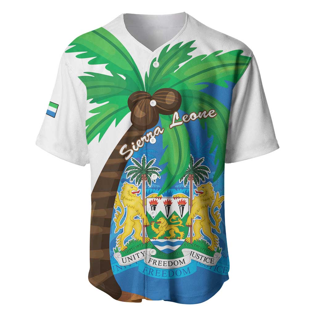 Personalised Sierra Leone Baseball Jersey Coat Of Arms With Flag Map - Wonder Print Shop