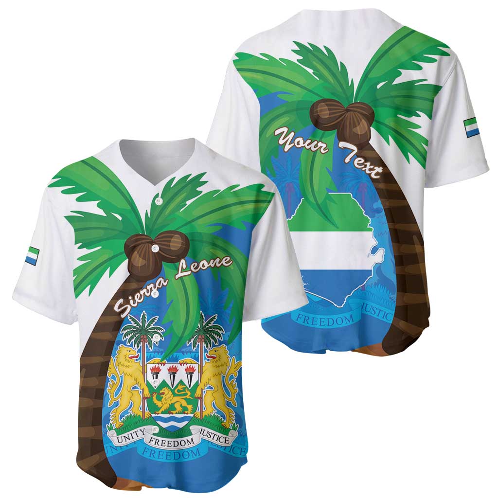 Personalised Sierra Leone Baseball Jersey Coat Of Arms With Flag Map - Wonder Print Shop