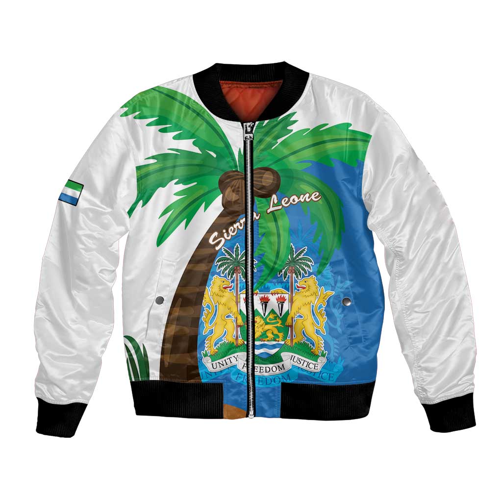 Personalised Sierra Leone Bomber Jacket Coat Of Arms With Flag Map - Wonder Print Shop