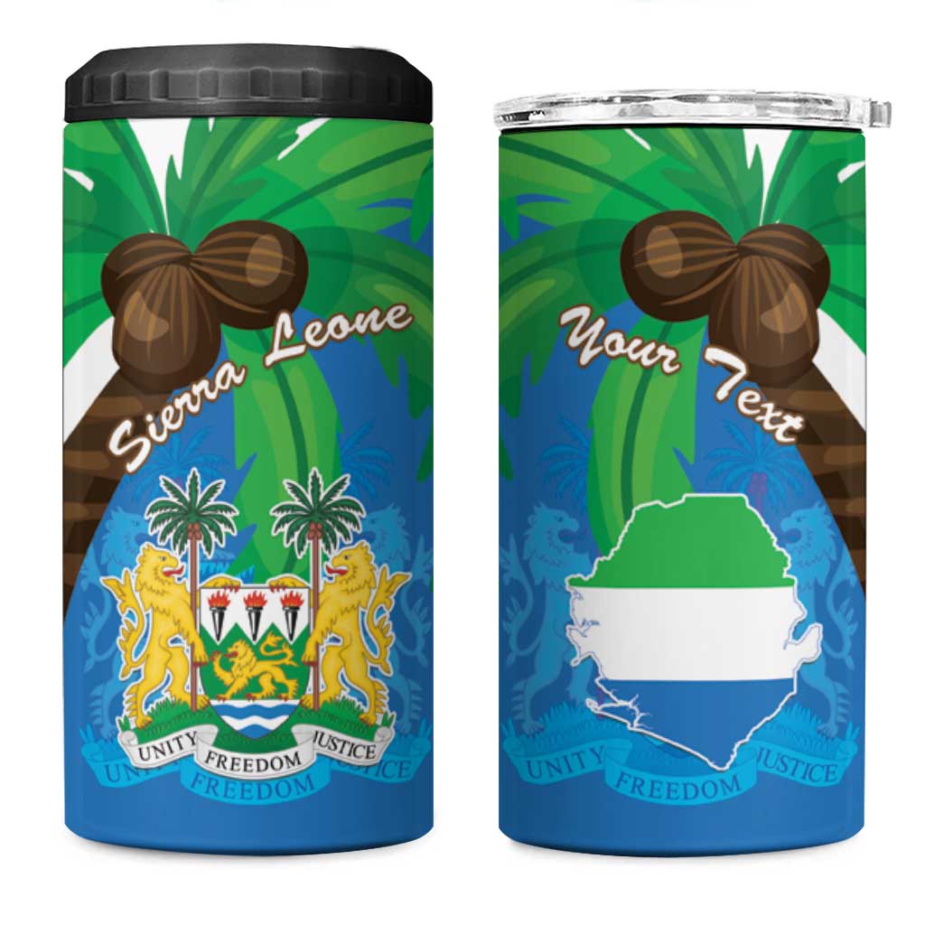 Personalised Sierra Leone 4 in 1 Can Cooler Tumbler Coat Of Arms With Flag Map - Wonder Print Shop