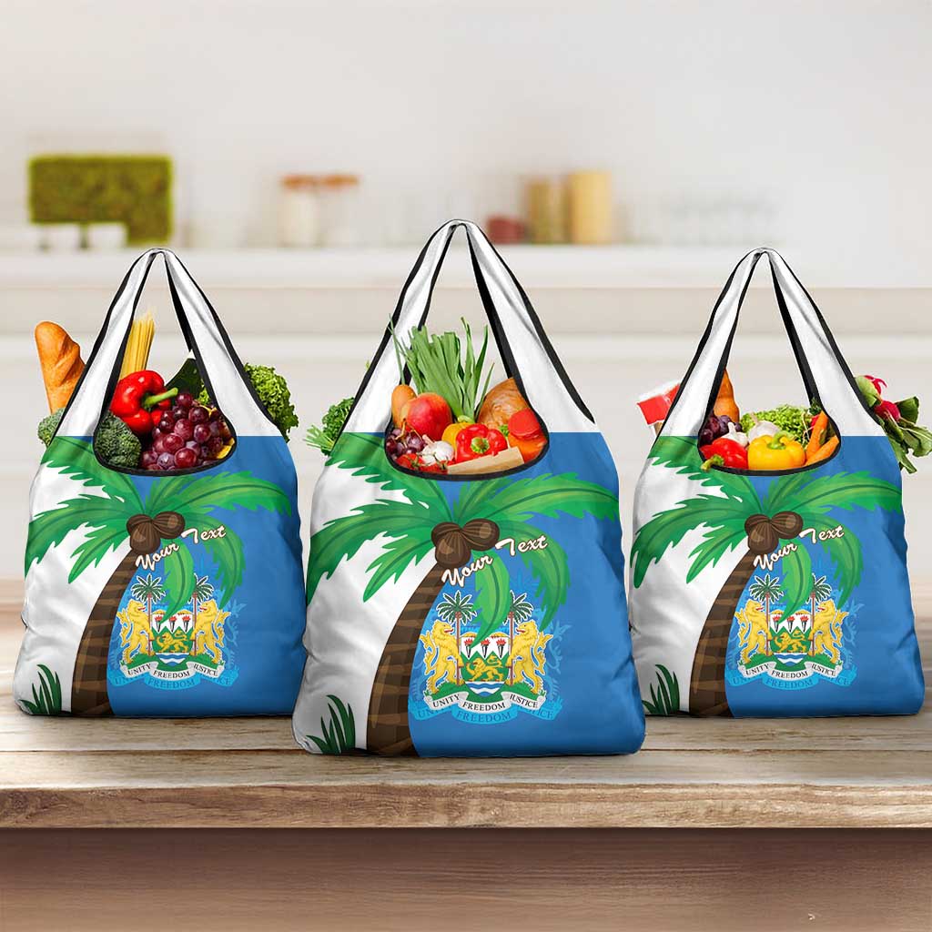 Personalised Sierra Leone Grocery Bag Coat Of Arms With Flag Map