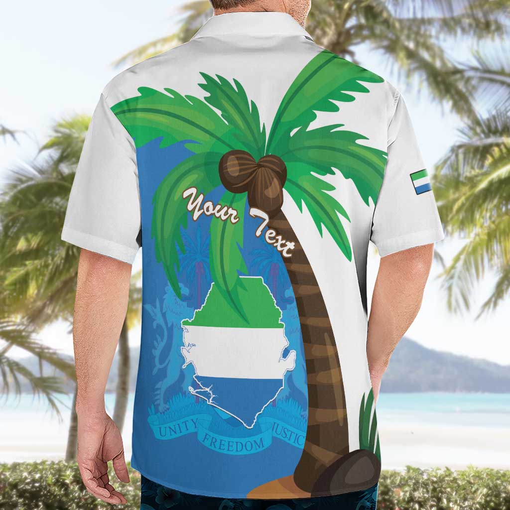 Personalised Sierra Leone Hawaiian Shirt Coat Of Arms With Flag Map - Wonder Print Shop